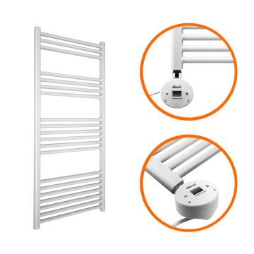 1200 x 400mm Electric White Heated Towel Rail