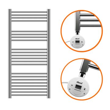 1200 x 500mm Electric Chrome Heated Towel Rail