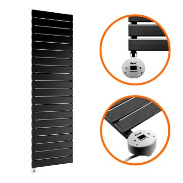 1400 x 400mm Electric Black Single Flat Panel Vertical Radiator