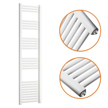 1600 x 400mm Straight White Heated Towel Rail