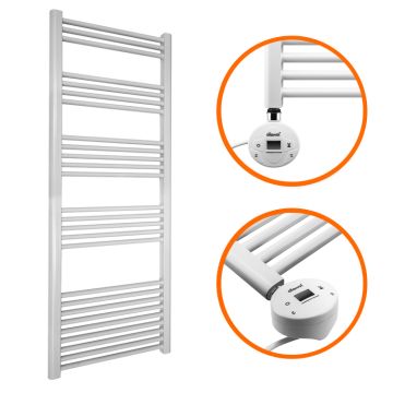 1600 x 600mm Electric White Heated Towel Rail