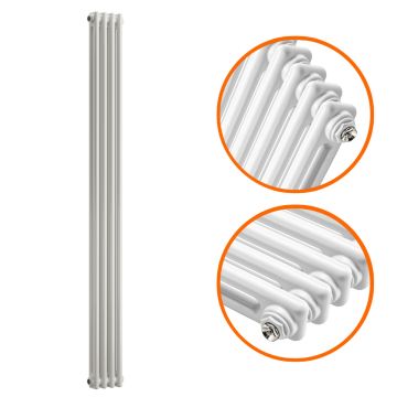 1500 x 203mm White Vertical Traditional 2 Column Radiator