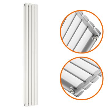 1780 x 236mm White Double Oval Tube Vertical Radiator 