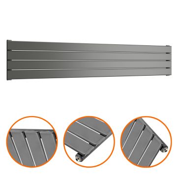 280mm x 1600mm Anthracite Single Flat Panel Horizontal / Landscape Radiator