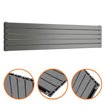 350mm x 1600mm Anthracite Double Flat Panel Horizontal / Landscape Radiator