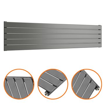 350mm x 1600mm Anthracite Single Flat Panel Horizontal / Landscape Radiator