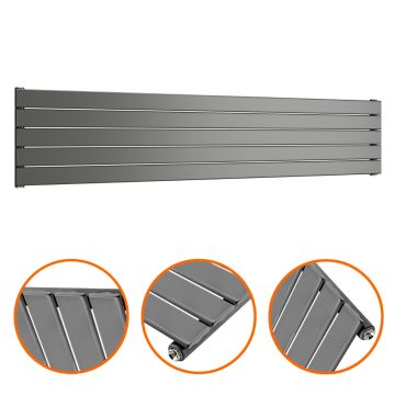 350mm x 1780mm Anthracite Single Flat Panel Horizontal / Landscape Radiator