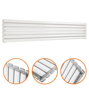 354mm x 1780mm White Double Oval Tube Horizontal / Landscape Radiator 