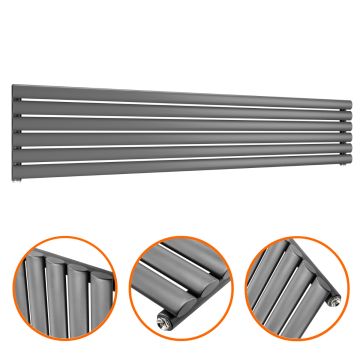 354mm x 1780mm Anthracite Single Oval Tube Horizontal / Landscape Radiator 