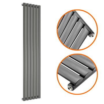 1780 x 354mm Anthracite Single Oval Tube Vertical Radiator 