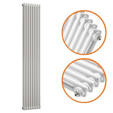 1500 x 383mm White Vertical Traditional 2 Column Radiator