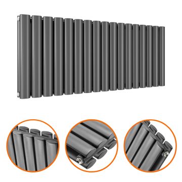 400 x 1000mm Anthracite Double Oval Tube Horizontal Radiator 