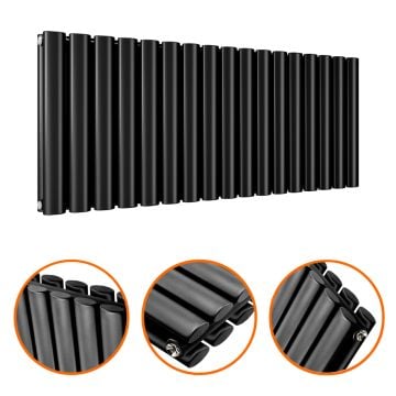 400 x 1000mm Black Double Oval Tube Horizontal Radiator 