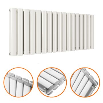 400 x 1000mm White Double Oval Tube Horizontal Radiator 