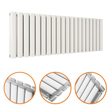 400 x 1180mm White Double Oval Tube Horizontal Radiator 