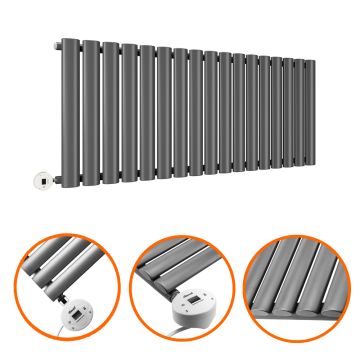 400 x 1000mm Electric Anthracite Single Oval Panel Horizontal Radiator