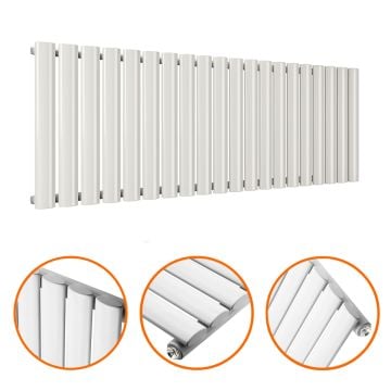 400 x 1180mm White Single Oval Tube Horizontal Radiator 