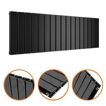 400 x 1190mm Black Double Flat Panel Horizontal Radiator 