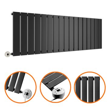 400 x 1190mm Electric Black Single Flat Panel Horizontal Radiator