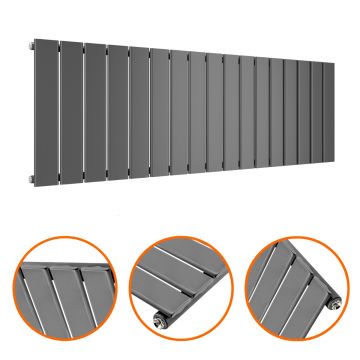 400 x 1190mm Anthracite Single Flat Panel Horizontal Radiator 