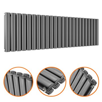 400 x 1411mm Anthracite Double Oval Tube Horizontal Radiator 