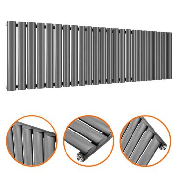 400 x 1411mm Anthracite Single Oval Tube Horizontal Radiator 