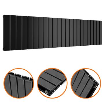 400 x 1610mm Black Double Flat Panel Horizontal Radiator