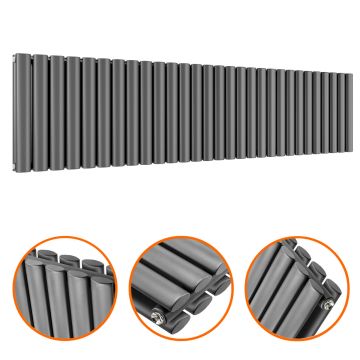 400 x 1652mm Anthracite Double Oval Tube Horizontal Radiator