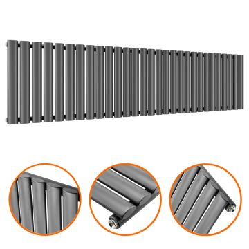 400 x 1652mm Anthracite Single Oval Tube Horizontal Radiator