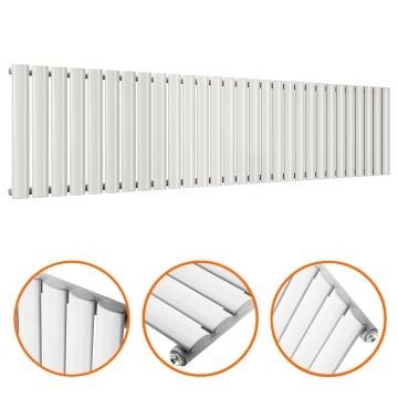 400 x 1652mm White Single Oval Tube Horizontal Radiator