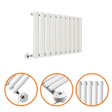 400 x 595mm Electric White Single Oval Panel Horizontal Radiator