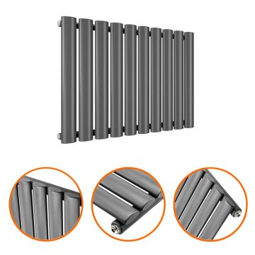 400 x 595mm Anthracite Single Oval Tube Horizontal Radiator 