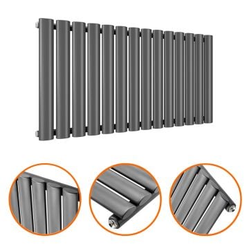 400 x 834mm Anthracite Single Oval Tube Horizontal Radiator 