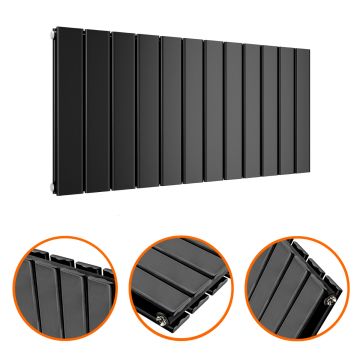 400 x 840mm Black Double Flat Panel Horizontal Radiator 