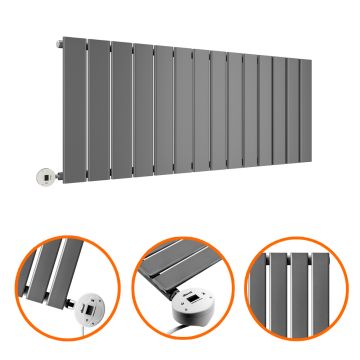 400 x 980mm Electric Anthracite Single Flat Panel Horizontal Radiator