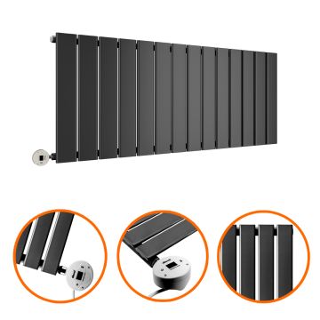 400 x 980mm Electric Black Single Flat Panel Horizontal Radiator