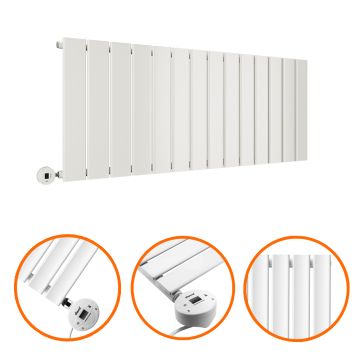 400 x 980mm Electric White Single Flat Panel Horizontal Radiator