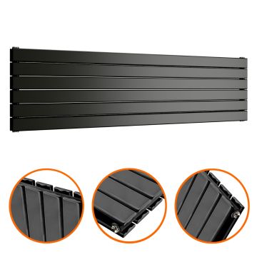 420mm x 1600mm Black Double Flat Panel Horizontal / Landscape Radiator