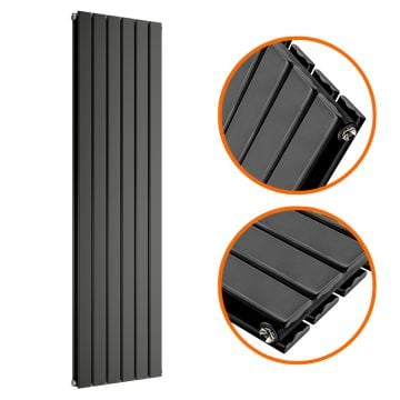 1600 x 420mm Black Double Flat Panel Vertical Radiator 