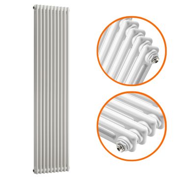 1800 x 470mm White Vertical Traditional 2 Column Radiator