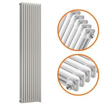 1500 x 470mm White Vertical Traditional 3 Column Radiator