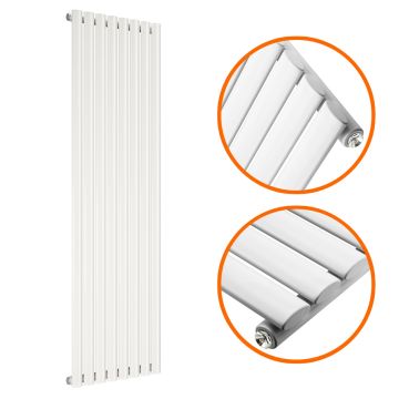 1600 x 472mm White Single Oval Tube Vertical Radiator 