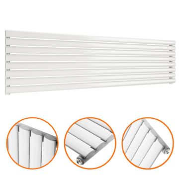 472mm x 1780mm White Single Oval Tube Horizontal / Landscape Radiator 