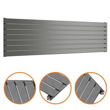 490mm x 1780mm Anthracite Single Flat Panel Horizontal / Landscape Radiator