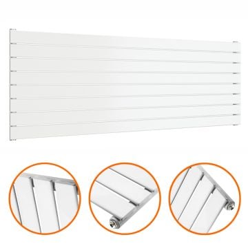 560mm x 1600mm White Single Flat Panel Horizontal / Landscape Radiator