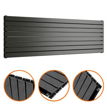 560mm x 1780mm Black Double Flat Panel Horizontal / Landscape Radiator