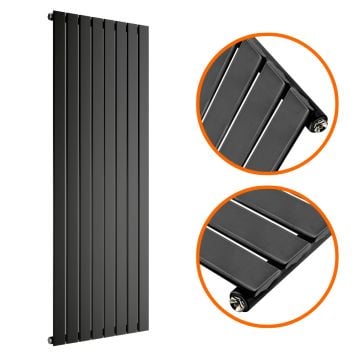 1780 x 560mm Black Single Flat Panel Vertical Radiator 