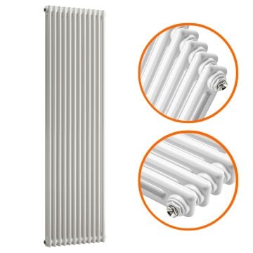 1500 x 560mm White Vertical Traditional 2 Column Radiator