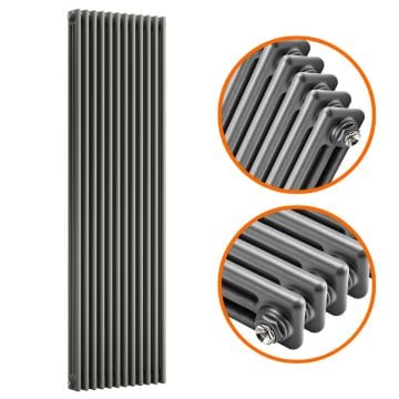 1800 x 560mm Anthracite Vertical Traditional 3 Column Radiator