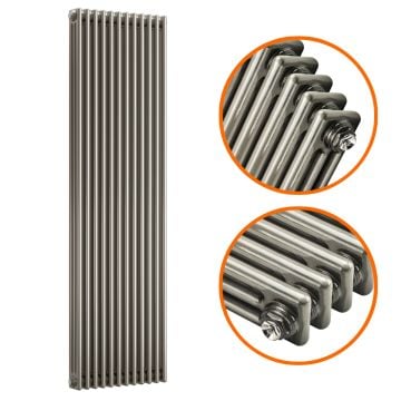 1800 x 560mm Raw Metal Lacquered Vertical Traditional 3 Column Radiator